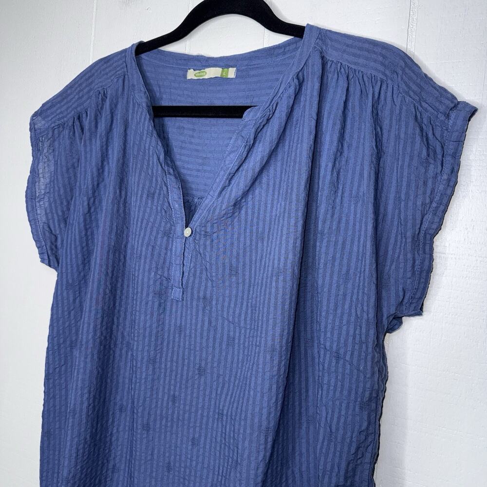 Dolma Women’s Blue Striped Seersucker Top Size L - Picture 3 of 5